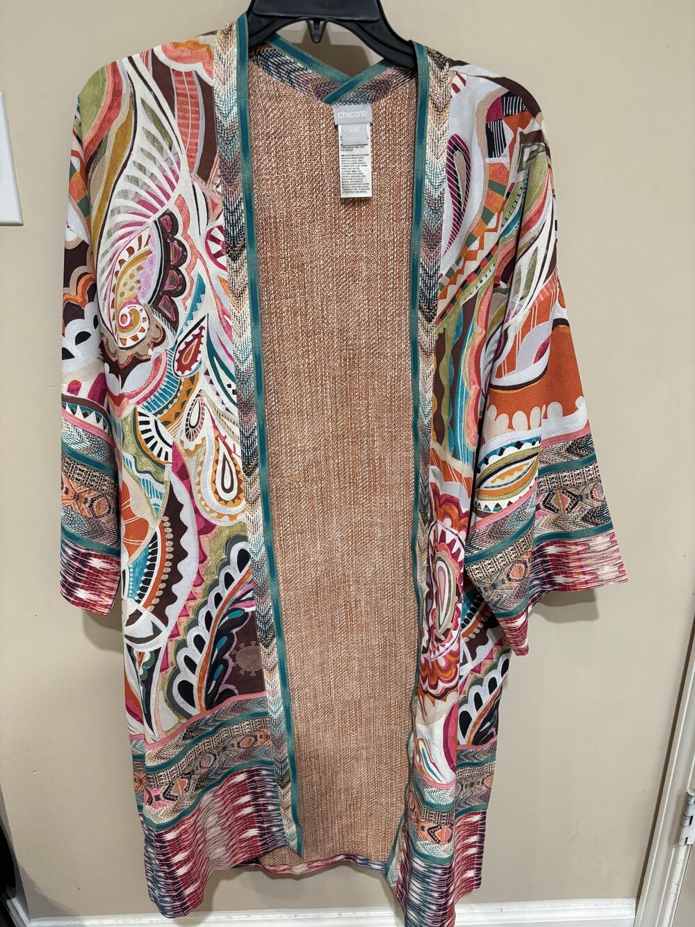 Chico's S/M Colorful Polyester Cardigan Kimono